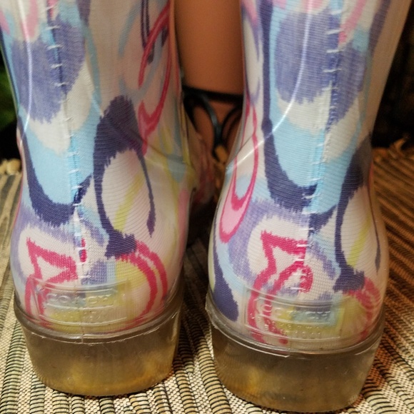 Multicolor Coach Rubber Rain Boots Sz7 - Picture 7 of 8